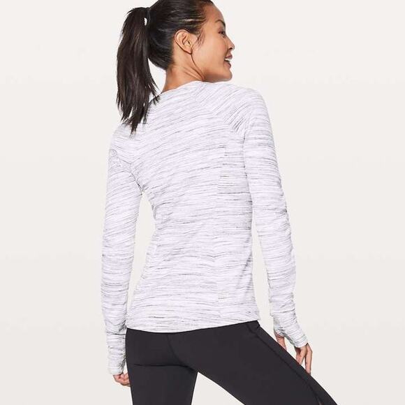 LULULEMON Women's Runderful Long Sleeve Size 4 In Space Dye Camo White Silver - Picture 8 of 13